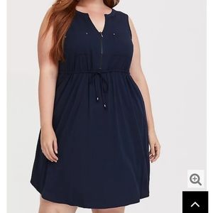 Torrid Navy Drawstring Challis Shirt Dress size 1